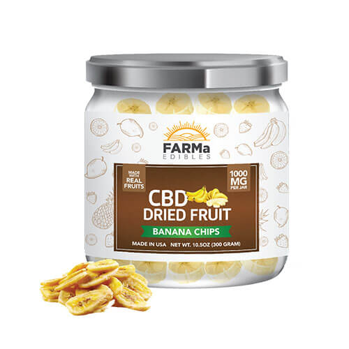 FARMa Edibles CBD Dried Fruit, Banana Chips, 1000 mg Jar