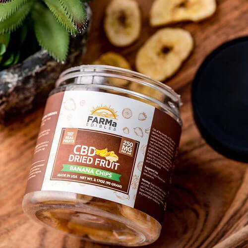 FARMa Edibles CBD Dried Fruit, Banana Chips, 250 mg Jar